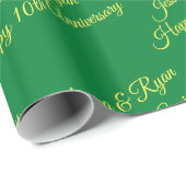 Papier Cadeau Noms personnalisés, Anniversaire, Script jaune sur (Coin rond)