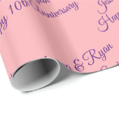 Papier Cadeau Noms personnalisés, Anniversaire, Script violet su (Coin rond)