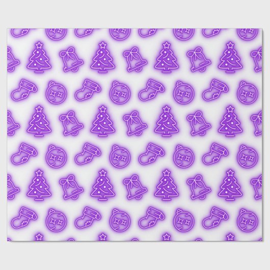 Papier Cadeau Non violet Noël sur blanc (Plat)