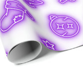 Papier Cadeau Non violet Noël sur blanc (Coin rond)