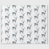 Papier Cadeau Nordic Blue White Deer Birthday (Plat)
