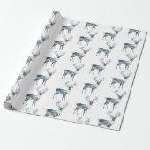 Papier Cadeau Nordic Blue White Deer Birthday (Déroulé)