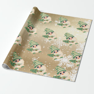 Papier Cadeau Nordic Gnome Snowflakes Gold Holiday
