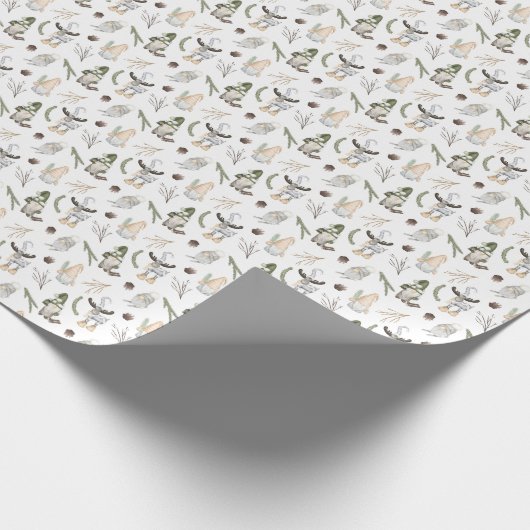 Papier Cadeau Nordic Noël Festive Gnomes et Moose (Coin)