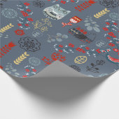Papier Cadeau Nordic Scandi Folk Art Oiseaux Fleurs Plantes Guer (Coin)