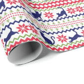 Papier Cadeau Nordic Style Cat Images Christmas (Coin rond)