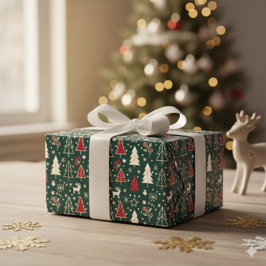 Papier Cadeau Nordic Winter Wonderland Seamless Pattern