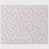 Papier Cadeau Nordique Art Berry Branches Rouge Bleu Noël (Plat)