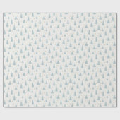 Papier Cadeau Nordique Turquoise Noël Arbres Blanc (Plat)