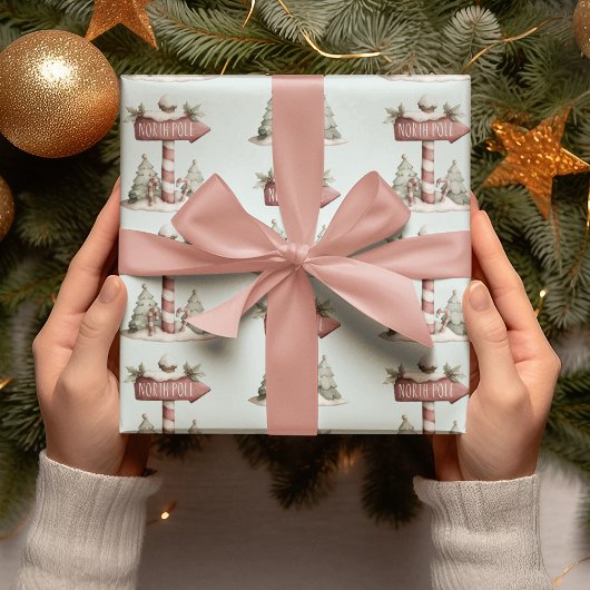 Papier Cadeau North Pole Sign | Wrapping Paper