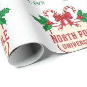 Papier Cadeau North Pole University Candy Cane Holiday Christmas (Coin rond)