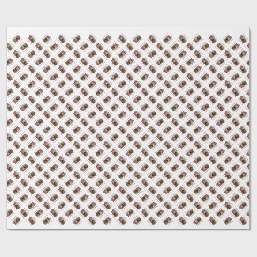 Papier Cadeau Norwich Terrier Père Noël Paws (Plat)