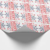 Papier Cadeau Nostalgale rétro Joyeux Noël Snowflakes Script (Coin)