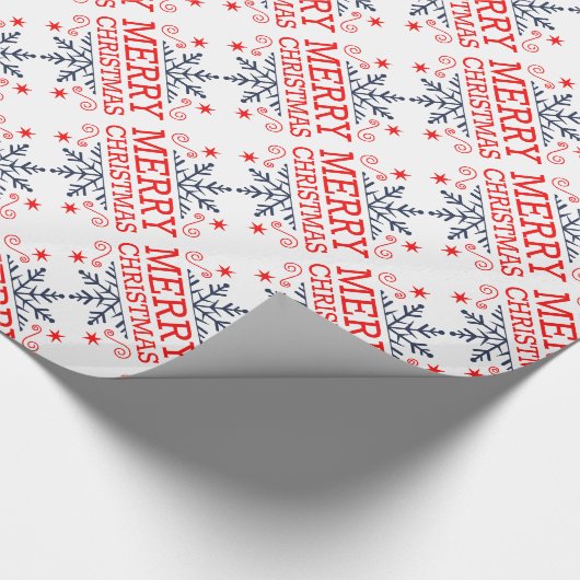 Papier Cadeau Nostalgale rétro Joyeux Noël Snowflakes Script (Coin)