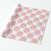 Papier Cadeau Nostalgale rétro Joyeux Noël Snowflakes Script (Déroulé)