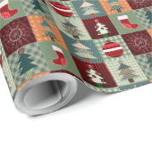 Papier Cadeau Nostalgale Vintage Patchwork Quilt (Coin rond)