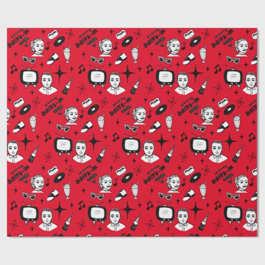 Papier Cadeau Nostalgic Retro 1950's Style (Plat)