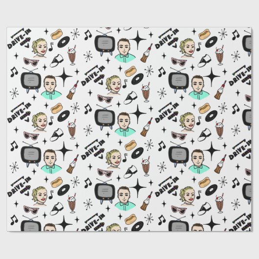 Papier Cadeau Nostalgic Retro 1950's Style (Plat)