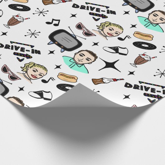 Papier Cadeau Nostalgic Retro 1950's Style (Coin)