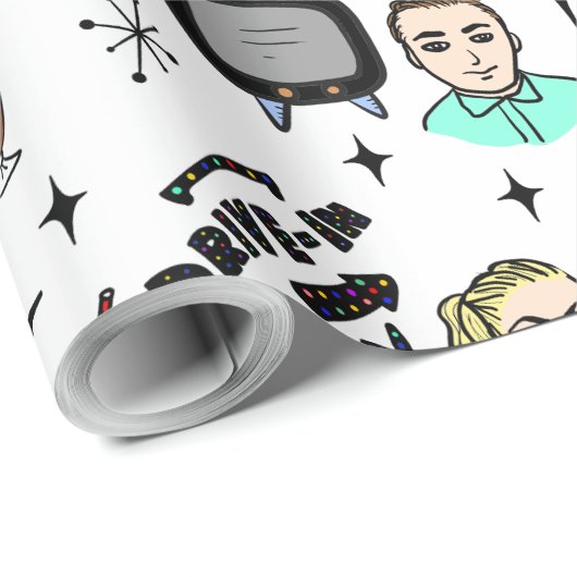 Papier Cadeau Nostalgic Retro 1950's Style (Coin rond)