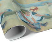 PAPIER CADEAU NOSTALGIC/ TWO YOUNG GIRLS, DAY AT BEACH (Coin rond)