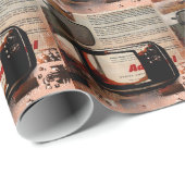 Papier Cadeau nostalgie journal Retro TV vintage (Coin rond)