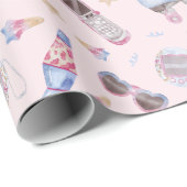 Papier Cadeau Nostalgie Y2K Rolleskates rose rétro (Coin rond)