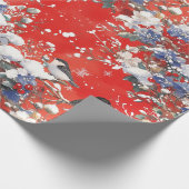 Papier Cadeau Nostalgique Neige et Oiseaux Papier d'enveloppemen (Coin)