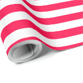 Papier Cadeau Nostalgique Noël classique à rayures blanches roug (Coin rond)