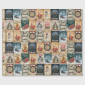 Papier Cadeau nostalgique Noël Collage Retro Holiday (Plat)