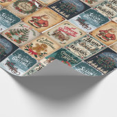 Papier Cadeau nostalgique Noël Collage Retro Holiday (Coin)