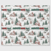 Papier Cadeau Nostalgique Vintage Rouge Vert (Plat)
