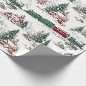 Papier Cadeau Nostalgique Vintage Rouge Vert (Coin)