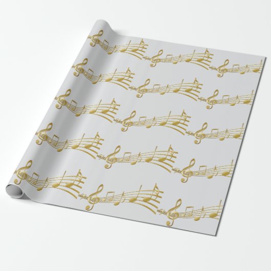 Papier cadeau Note de musique, clé de sol.  (Déroulé)