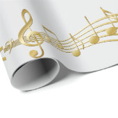 Papier cadeau Note de musique, clé de sol.  (Coin rond)