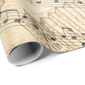Papier Cadeau Note de musique feuille Vintage manuscrite (Coin rond)