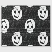 Papier Cadeau note de musique gothique yeux crâne macabre (Plat)
