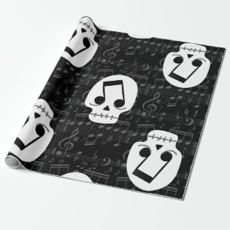 Papier Cadeau note de musique gothique yeux crâne macabre