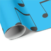 Papier Cadeau Note musicale Simple Bleu Noir (Coin rond)