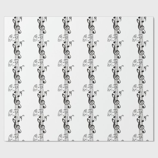 Papier Cadeau Notes 11 de guitare et de musique (Plat)