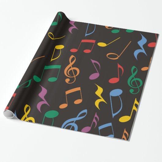 Papier Cadeau Notes colorées de musique (Déroulé)