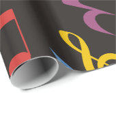 Papier Cadeau Notes colorées de musique (Coin rond)