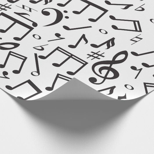 Papier Cadeau Notes de danse dans noir et le blanc (Coin)