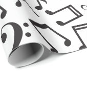 Papier Cadeau Notes de danse dans noir et le blanc (Coin rond)