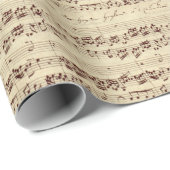 Papier Cadeau Notes de musique ancienne - Feuille de musique Bac (Coin rond)