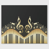 Papier Cadeau Notes de musique Black & Gold (Plat)