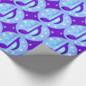 Papier Cadeau Notes de Musique Cercles Bleus Étoiles Violet Pers (Coin)