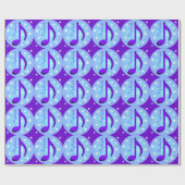 Papier Cadeau Notes de Musique Cercles Bleus Étoiles Violet Pers (Plat)