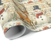 Papier Cadeau Notes de musique de flocon de neige vintage rétro (Coin rond)