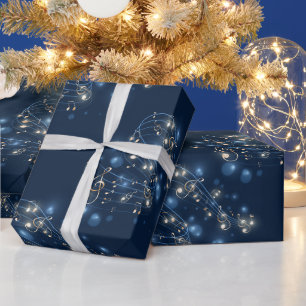 Papier cadeau Notes de musique et lumières de fête
